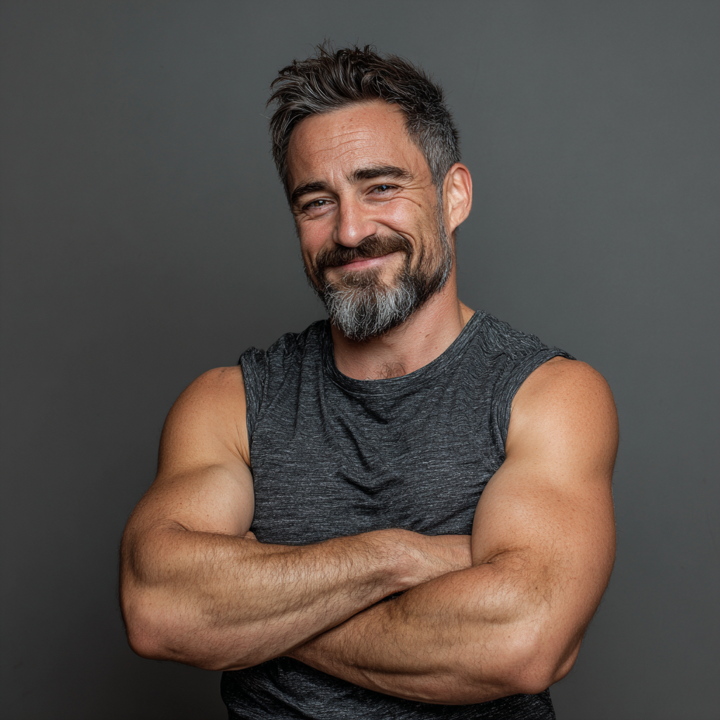 Egészséges, mosolygós idősebb magyar férfi víz mellett relaxáló helyzetben